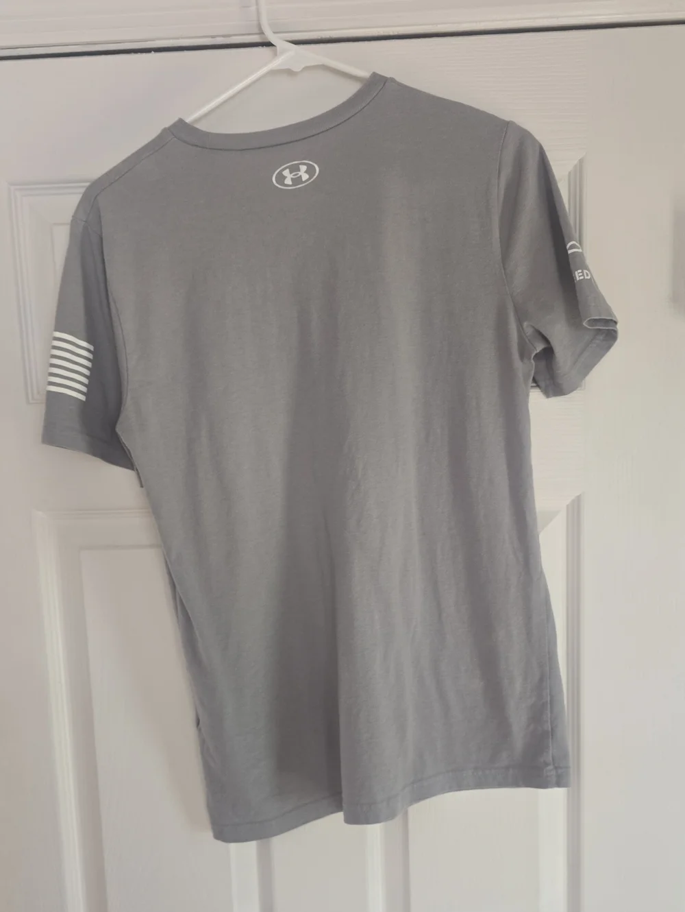 Under Armour Gray Short Sleeve Tee with Flag Graphic